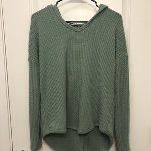 Sage Green Waffle Knit Sweatshirt